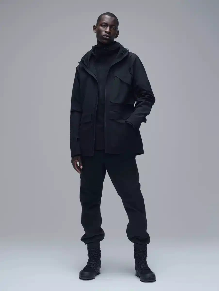 Black Model in Issey Miyake