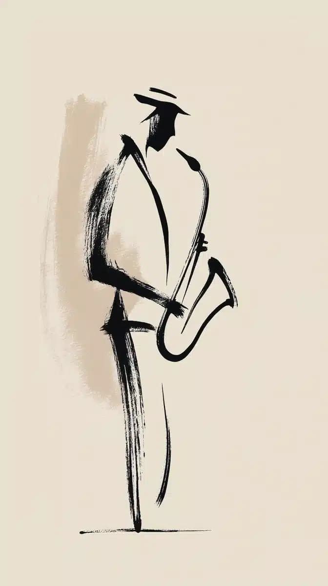Saxophonist Silhouette in Coffee Tones