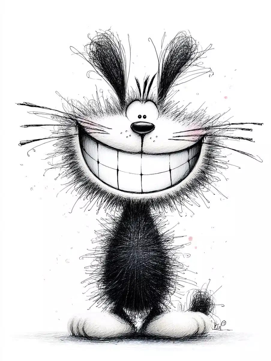 Scribble Cartoon Cat Sketch