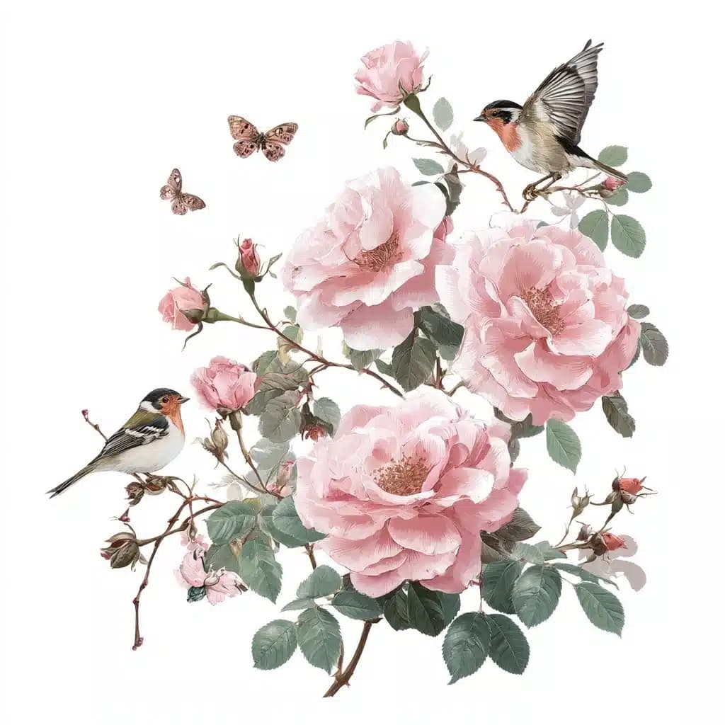 Sticker-Style Rose Garland